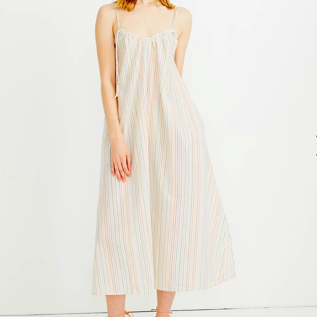 Madewell Tie-Strap Cover-Up Maxi Dress In Rainbow Stripe